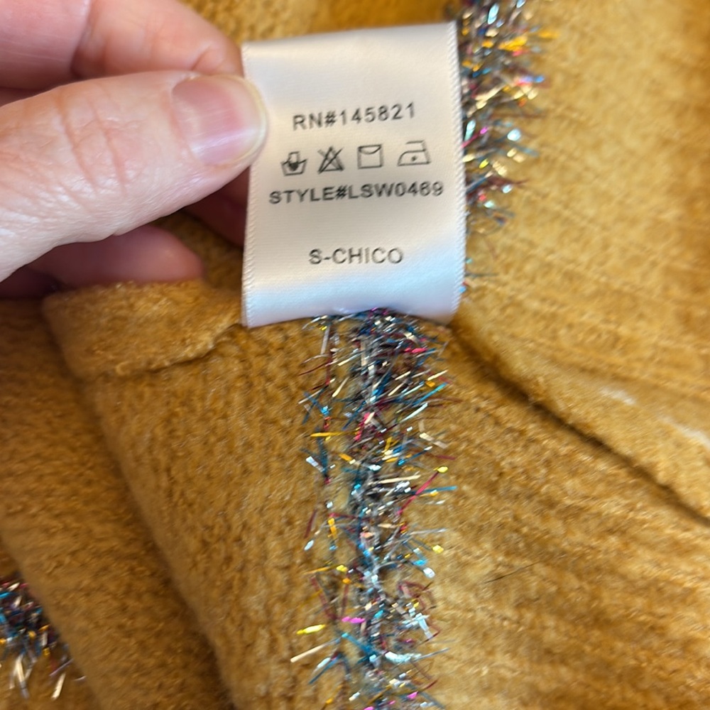 Listicle sweater sparkle stripe fold down neckline long sleeves  Sz small NWT - Picture 10 of 10